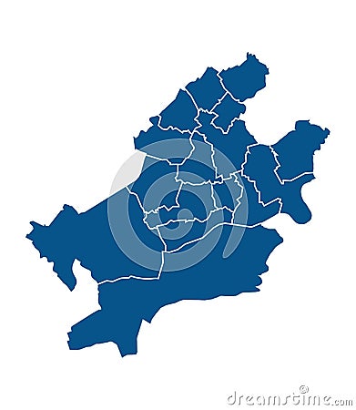 Outline map of Frankfurt districts Stock Photo